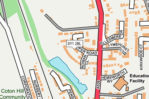 SY1 2BL map - OS OpenMap – Local (Ordnance Survey)