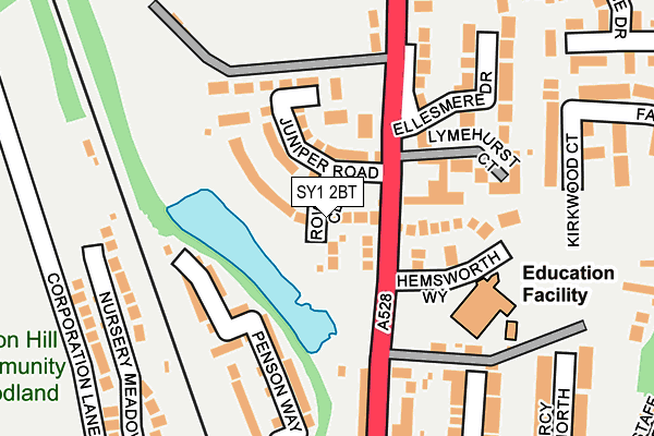 SY1 2BT map - OS OpenMap – Local (Ordnance Survey)