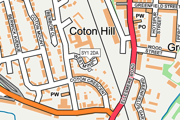 SY1 2DA map - OS OpenMap – Local (Ordnance Survey)