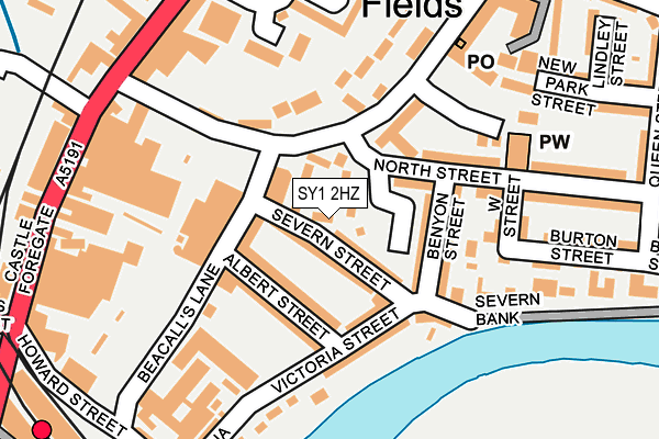 SY1 2HZ map - OS OpenMap – Local (Ordnance Survey)