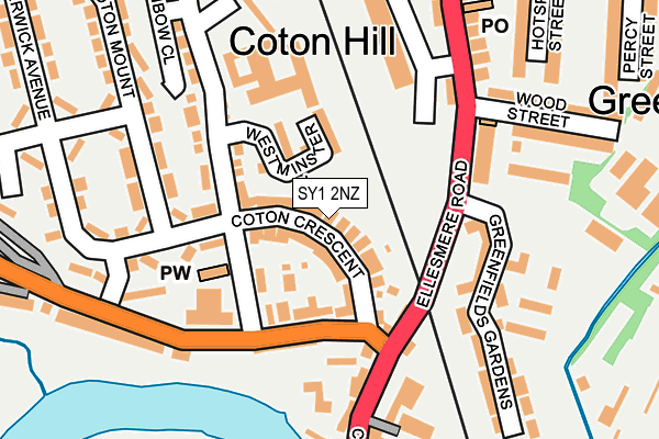 SY1 2NZ map - OS OpenMap – Local (Ordnance Survey)