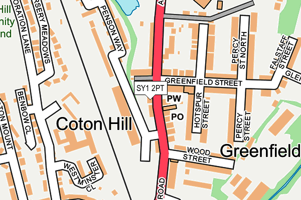 SY1 2PT map - OS OpenMap – Local (Ordnance Survey)