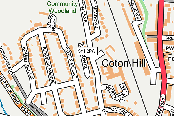 SY1 2PW map - OS OpenMap – Local (Ordnance Survey)