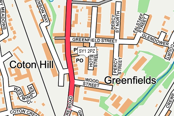 SY1 2PZ map - OS OpenMap – Local (Ordnance Survey)