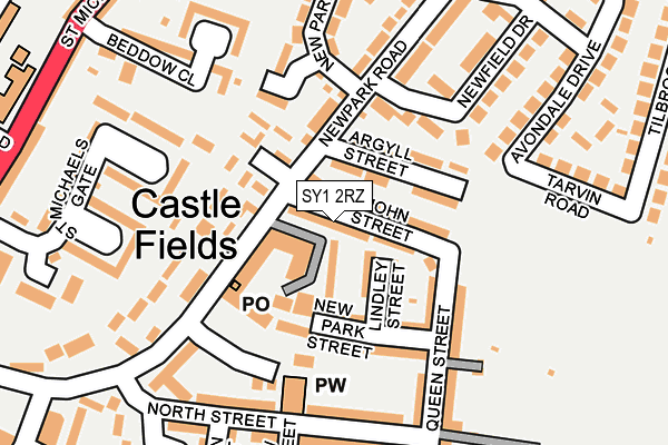 SY1 2RZ map - OS OpenMap – Local (Ordnance Survey)