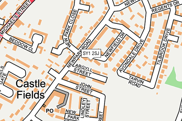 SY1 2SJ map - OS OpenMap – Local (Ordnance Survey)