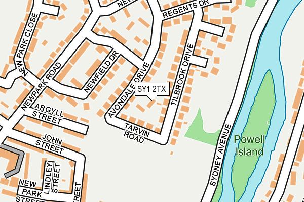 SY1 2TX map - OS OpenMap – Local (Ordnance Survey)