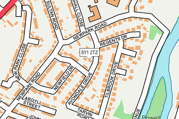 SY1 2TZ map - OS OpenMap – Local (Ordnance Survey)