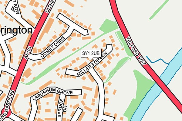 SY1 2UB map - OS OpenMap – Local (Ordnance Survey)