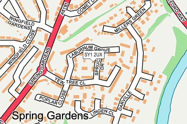 SY1 2UX map - OS OpenMap – Local (Ordnance Survey)