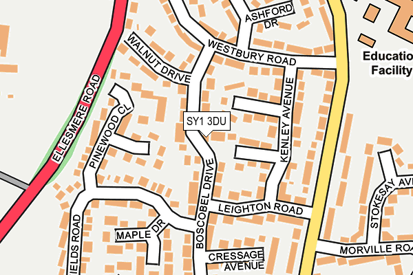 SY1 3DU map - OS OpenMap – Local (Ordnance Survey)