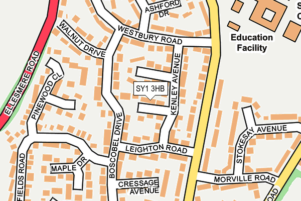 SY1 3HB map - OS OpenMap – Local (Ordnance Survey)