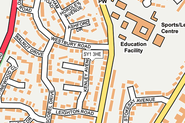 SY1 3HE map - OS OpenMap – Local (Ordnance Survey)