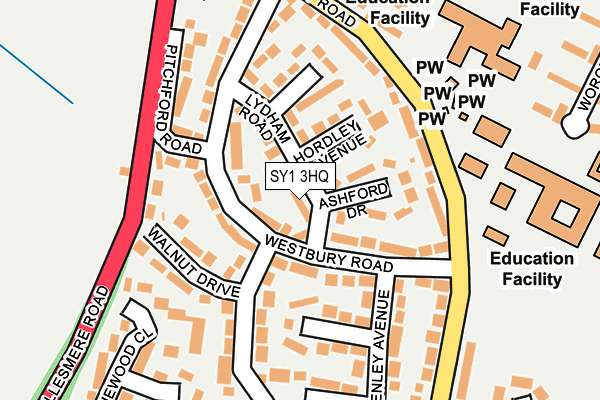 SY1 3HQ map - OS OpenMap – Local (Ordnance Survey)