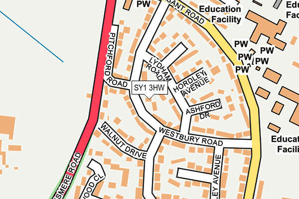 SY1 3HW map - OS OpenMap – Local (Ordnance Survey)