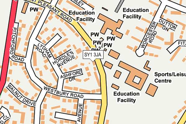 SY1 3JA map - OS OpenMap – Local (Ordnance Survey)