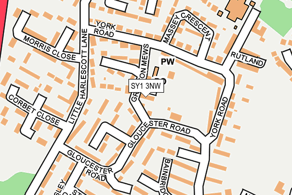 SY1 3NW map - OS OpenMap – Local (Ordnance Survey)