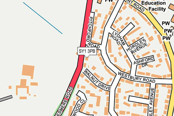 SY1 3PB map - OS OpenMap – Local (Ordnance Survey)