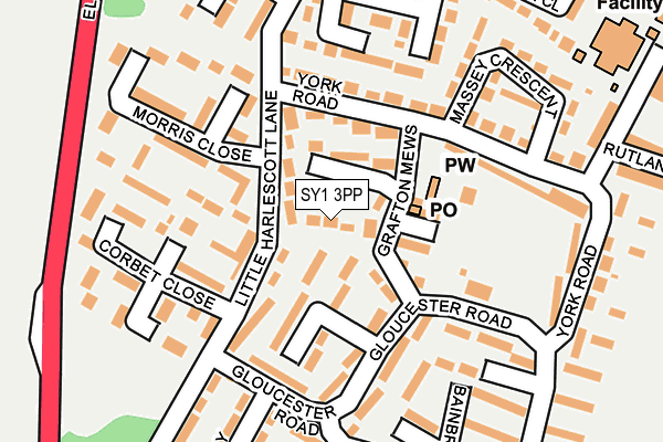 SY1 3PP map - OS OpenMap – Local (Ordnance Survey)