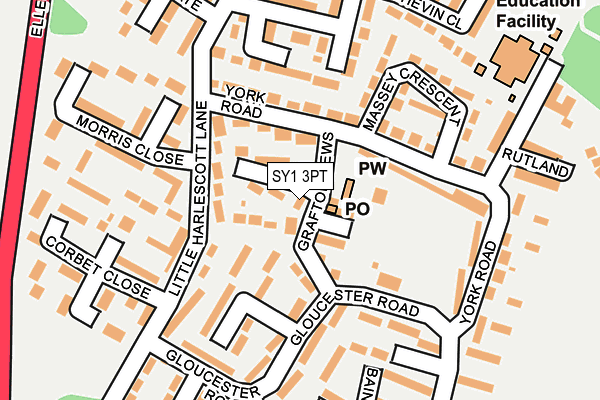 SY1 3PT map - OS OpenMap – Local (Ordnance Survey)