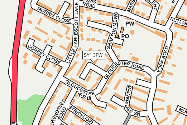 SY1 3PW map - OS OpenMap – Local (Ordnance Survey)
