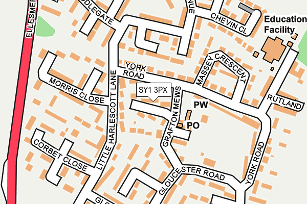 SY1 3PX map - OS OpenMap – Local (Ordnance Survey)