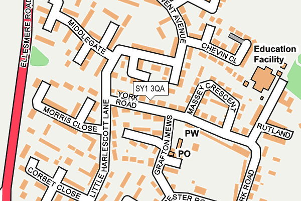 SY1 3QA map - OS OpenMap – Local (Ordnance Survey)