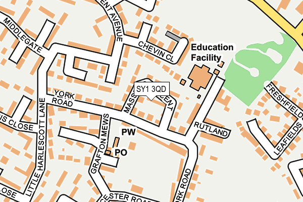 SY1 3QD map - OS OpenMap – Local (Ordnance Survey)