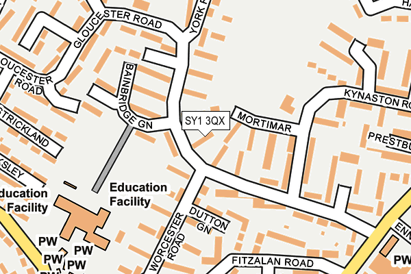 SY1 3QX map - OS OpenMap – Local (Ordnance Survey)