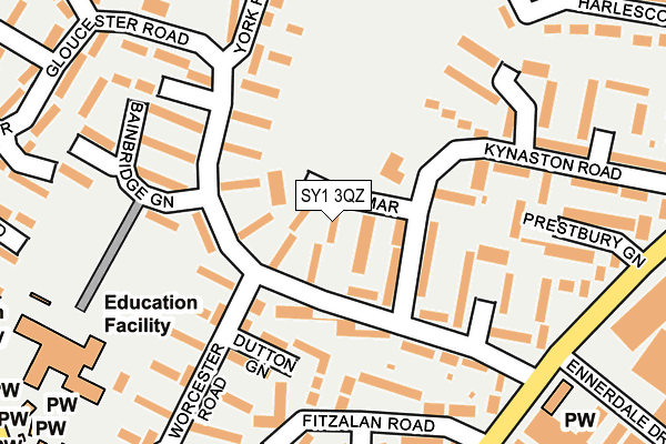 SY1 3QZ map - OS OpenMap – Local (Ordnance Survey)
