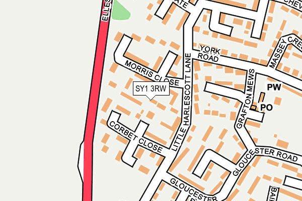 SY1 3RW map - OS OpenMap – Local (Ordnance Survey)