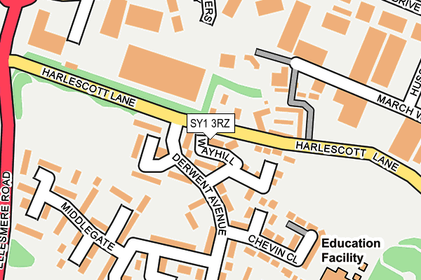 SY1 3RZ map - OS OpenMap – Local (Ordnance Survey)