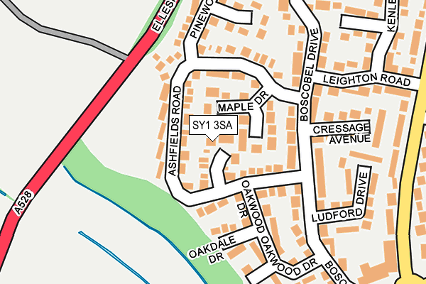 SY1 3SA map - OS OpenMap – Local (Ordnance Survey)