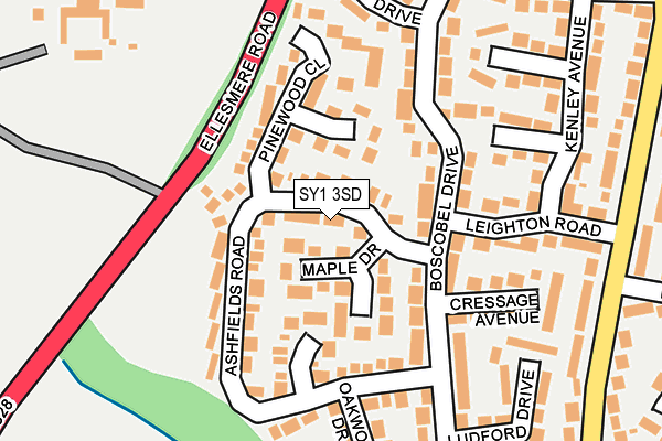 SY1 3SD map - OS OpenMap – Local (Ordnance Survey)