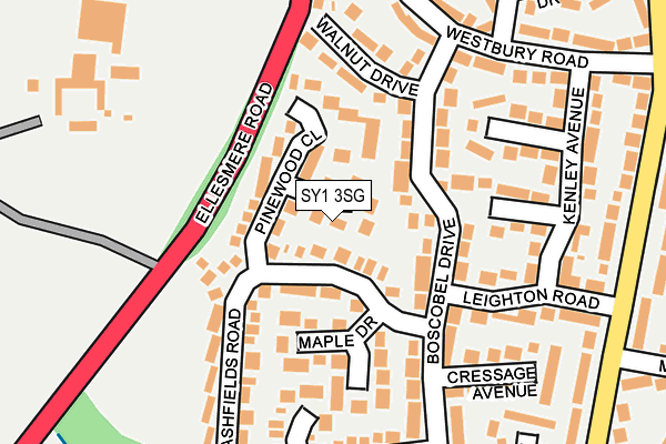 SY1 3SG map - OS OpenMap – Local (Ordnance Survey)