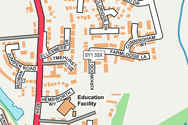 SY1 3SX map - OS OpenMap – Local (Ordnance Survey)