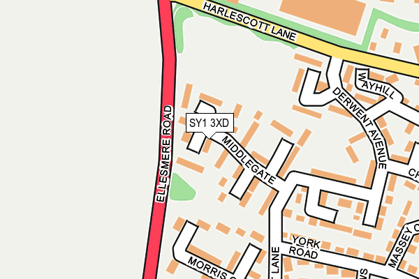 SY1 3XD map - OS OpenMap – Local (Ordnance Survey)