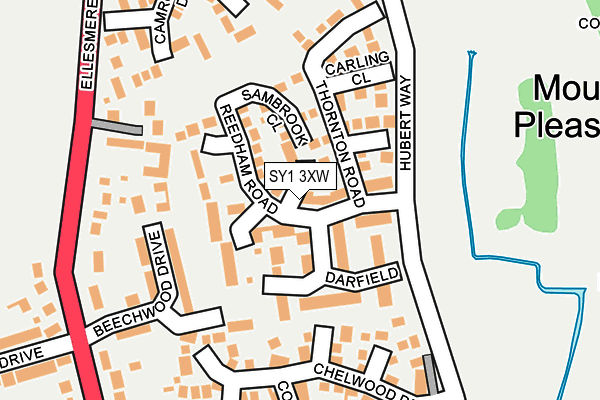 SY1 3XW map - OS OpenMap – Local (Ordnance Survey)