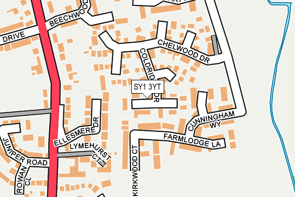 SY1 3YT map - OS OpenMap – Local (Ordnance Survey)