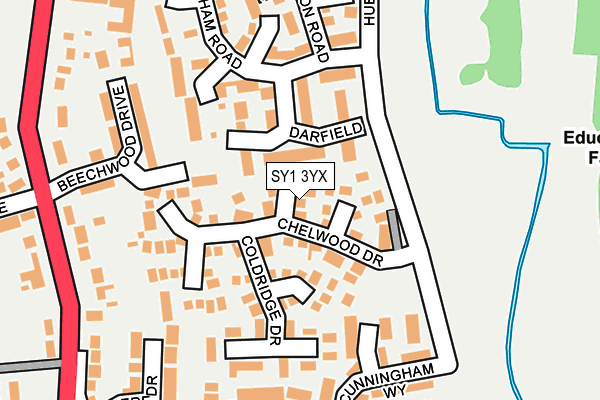 SY1 3YX map - OS OpenMap – Local (Ordnance Survey)
