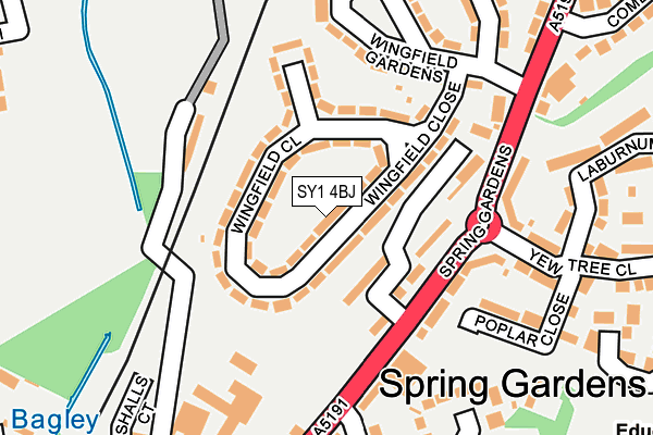 SY1 4BJ map - OS OpenMap – Local (Ordnance Survey)