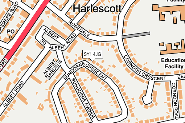 SY1 4JG map - OS OpenMap – Local (Ordnance Survey)