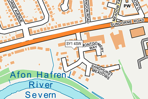 SY1 4SW map - OS OpenMap – Local (Ordnance Survey)