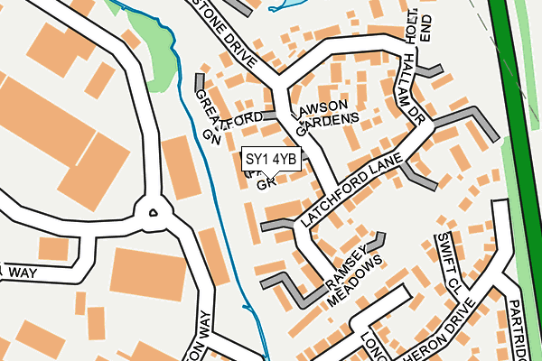 SY1 4YB map - OS OpenMap – Local (Ordnance Survey)
