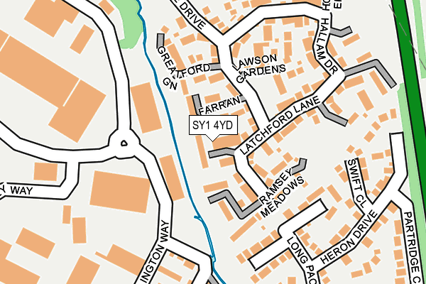 SY1 4YD map - OS OpenMap – Local (Ordnance Survey)