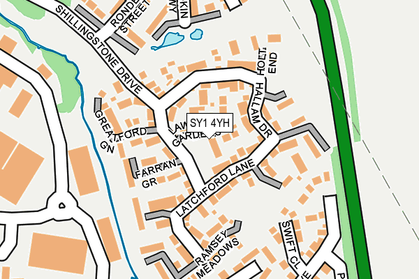 SY1 4YH map - OS OpenMap – Local (Ordnance Survey)