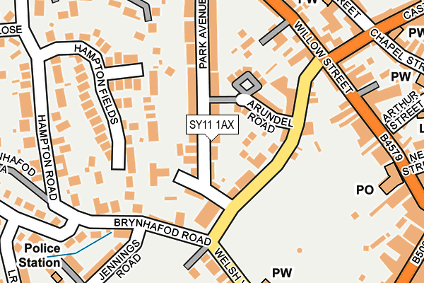 SY11 1AX map - OS OpenMap – Local (Ordnance Survey)