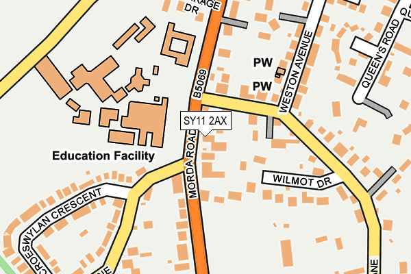 SY11 2AX map - OS OpenMap – Local (Ordnance Survey)
