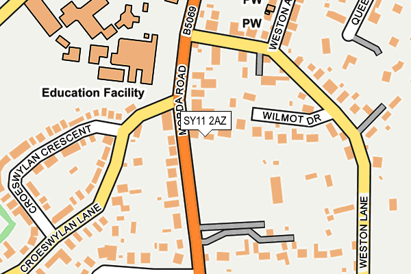 SY11 2AZ map - OS OpenMap – Local (Ordnance Survey)