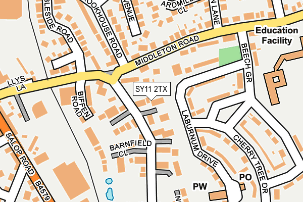 SY11 2TX map - OS OpenMap – Local (Ordnance Survey)